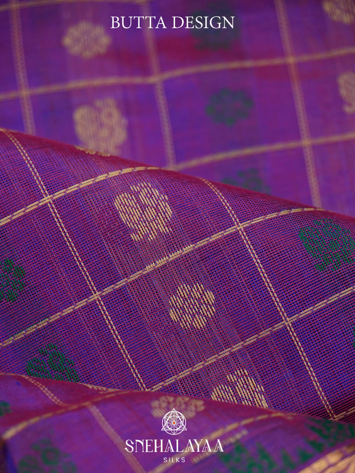 Magenta Purple Kanchi Silk Cotton Saree with Zari Grid Checks & Traditional Horse Border