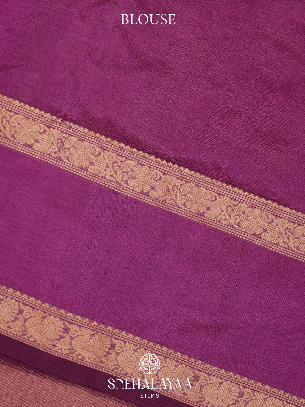 Onion-Pink Kanchi Silk Cotton Saree with Fine Gold Zari Stripes & Contrast Magenta Border