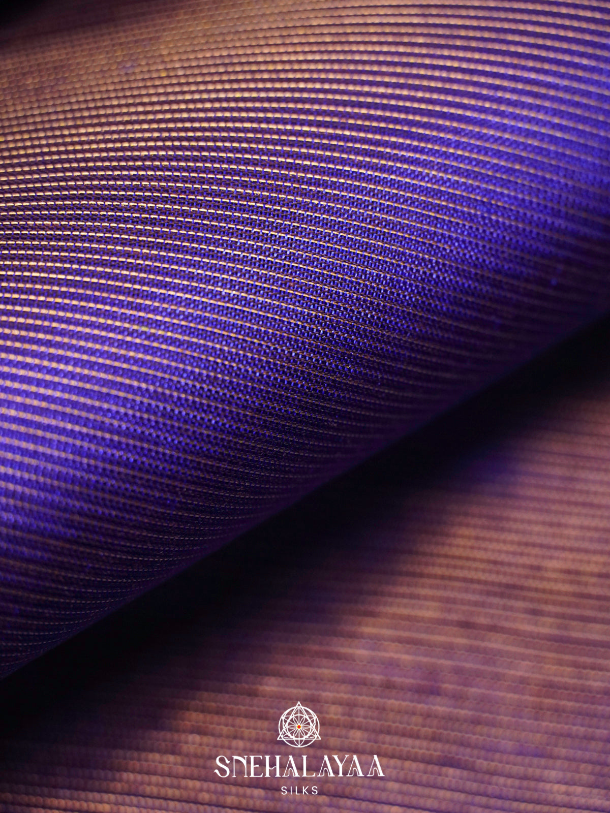 Ink-Blue Kanchi Silk Cotton Saree with Fine Gold Zari Stripes
