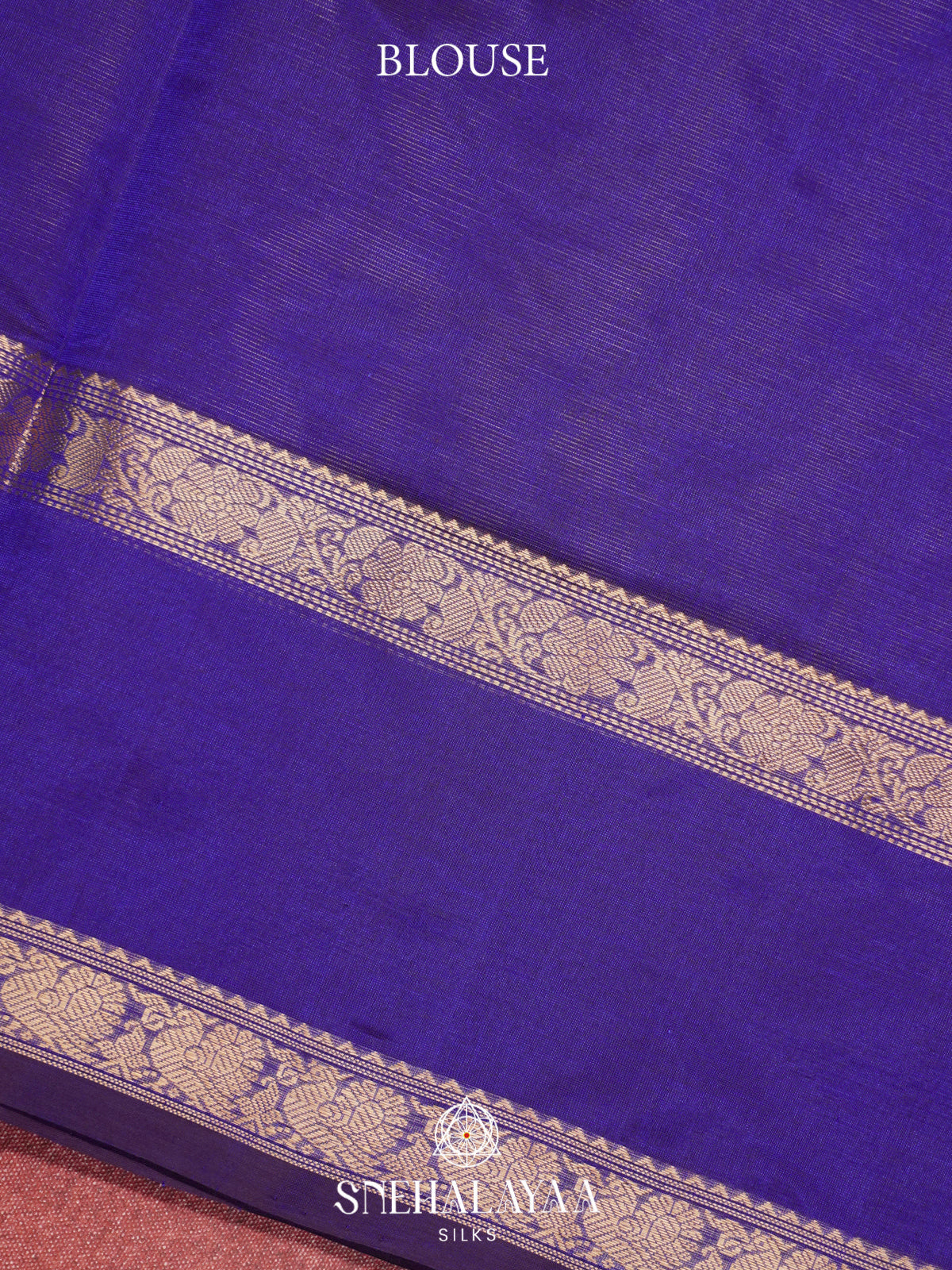 Ink-Blue Kanchi Silk Cotton Saree with Fine Gold Zari Stripes