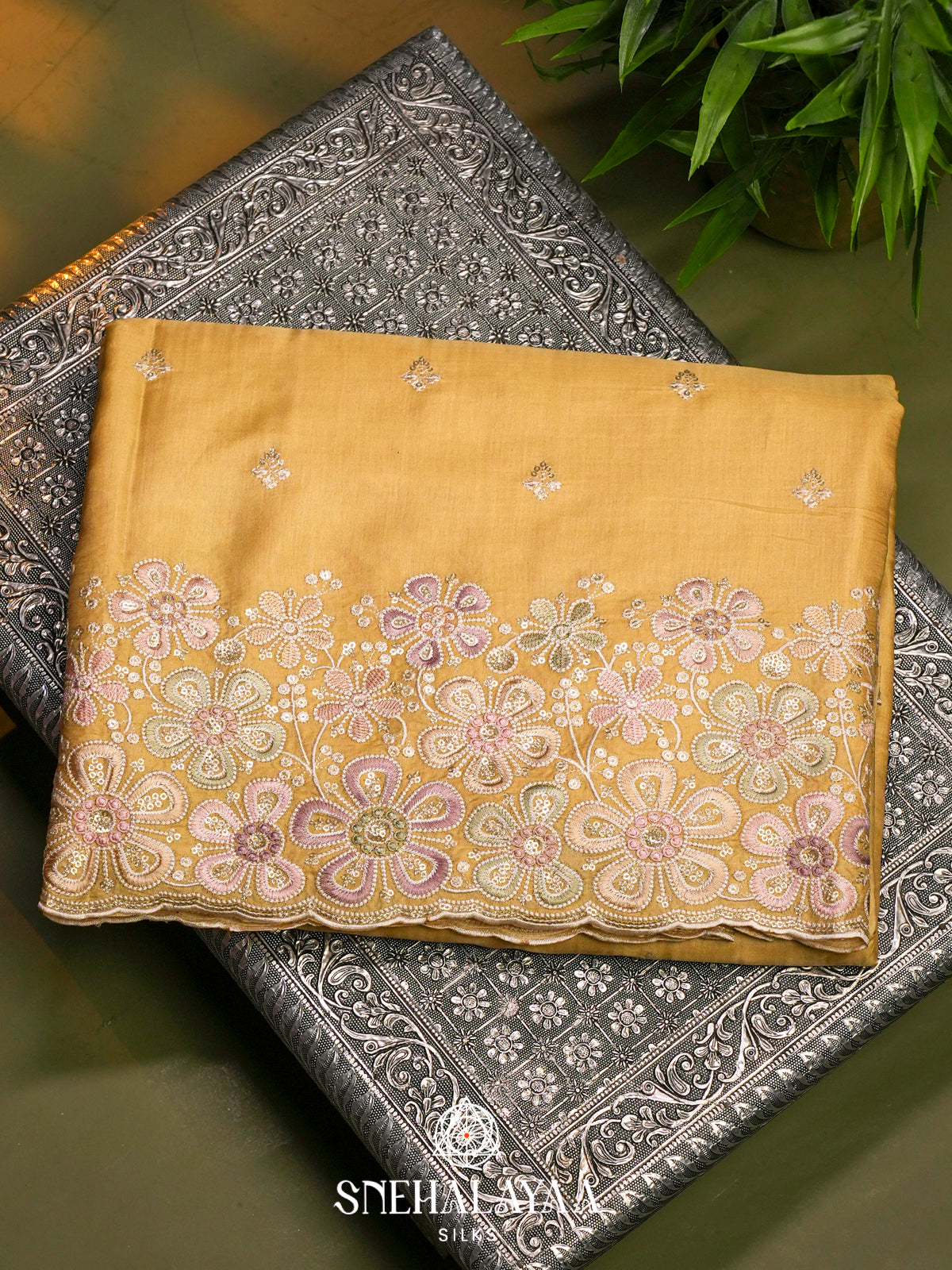 Yellow Raw Silk Saree