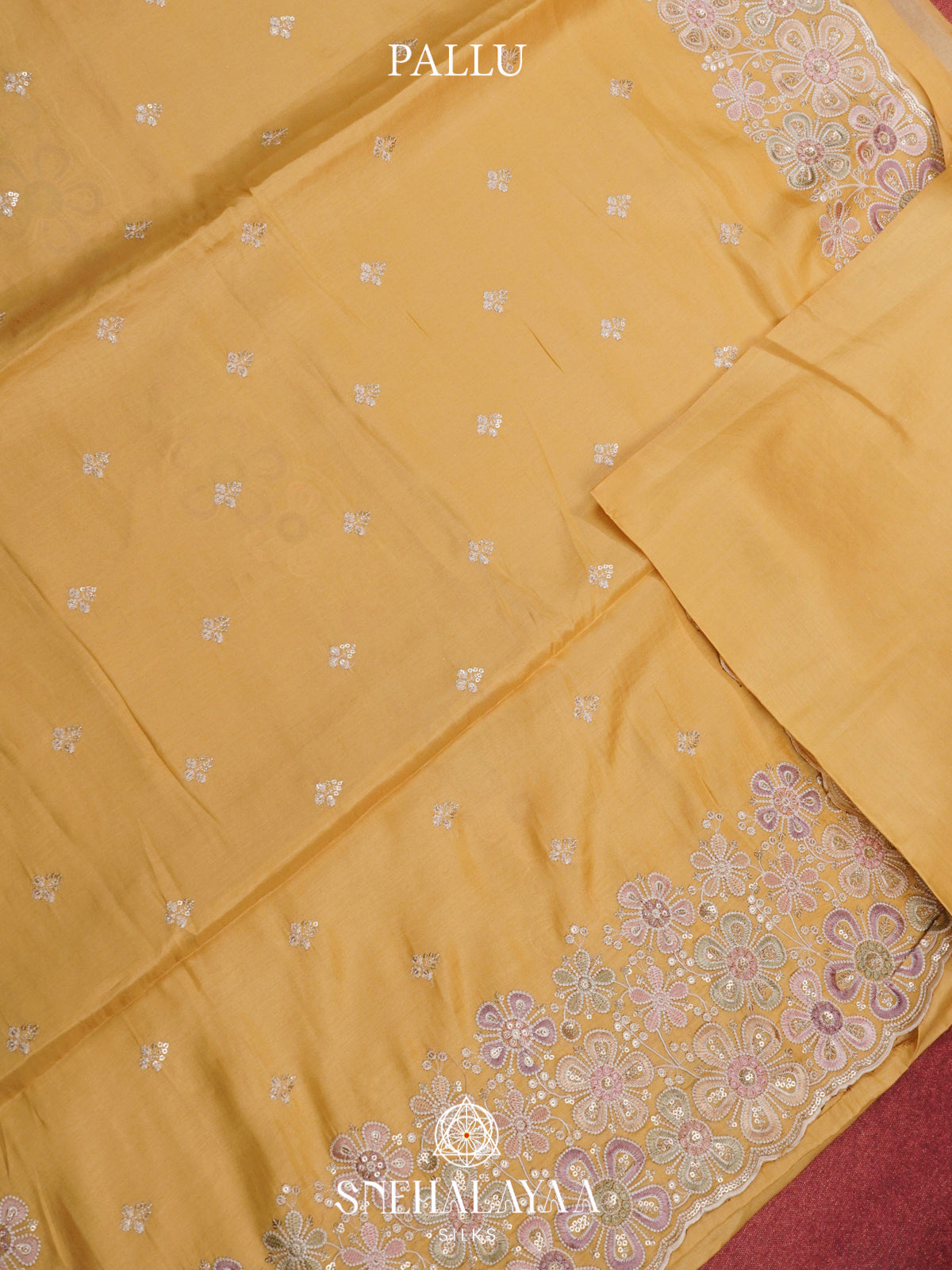 Yellow Raw Silk Saree