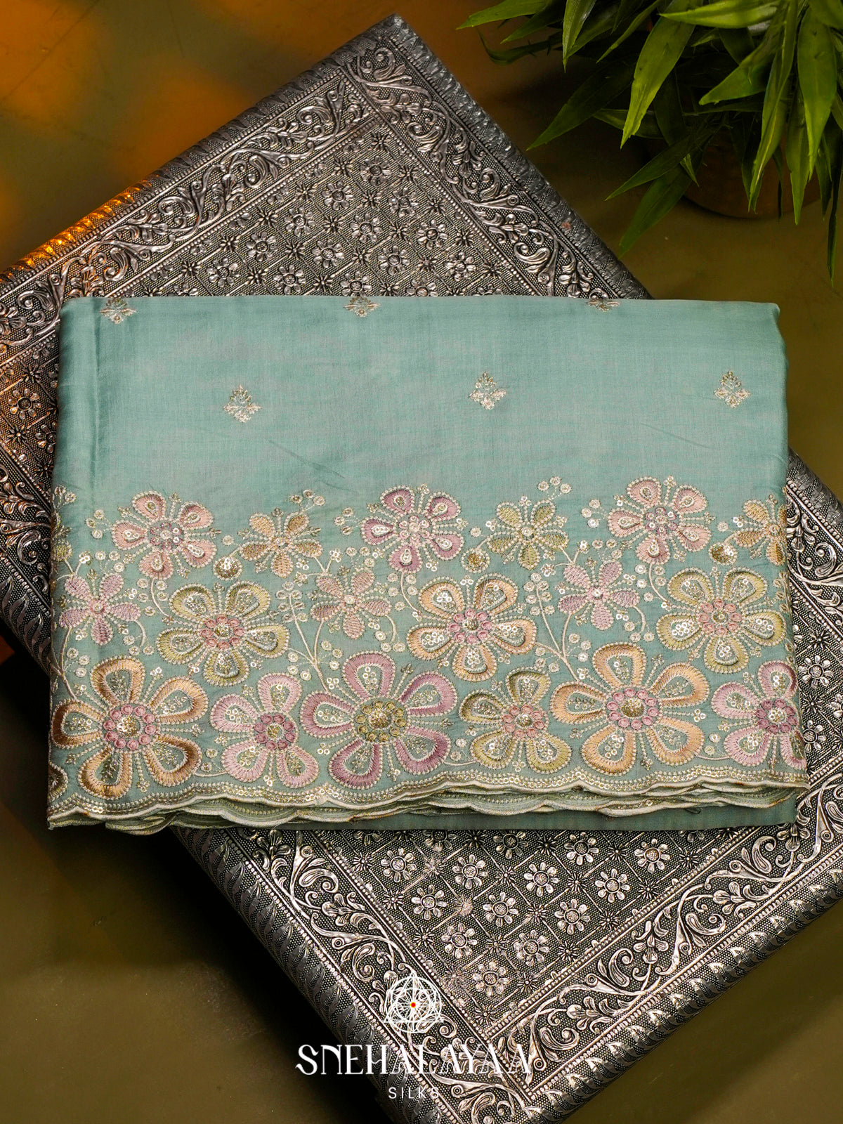 Blue Raw Silk Saree