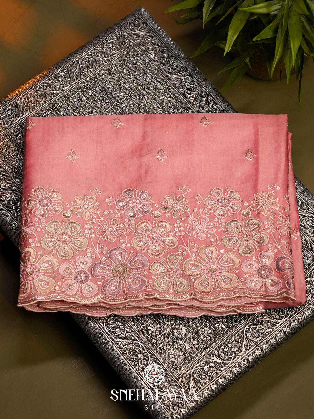 Pink Raw Silk Saree