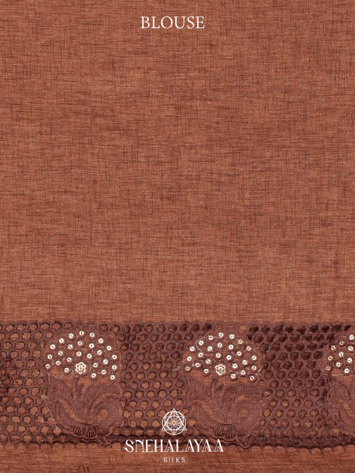Brown Floral Embroidery Tussar Saree