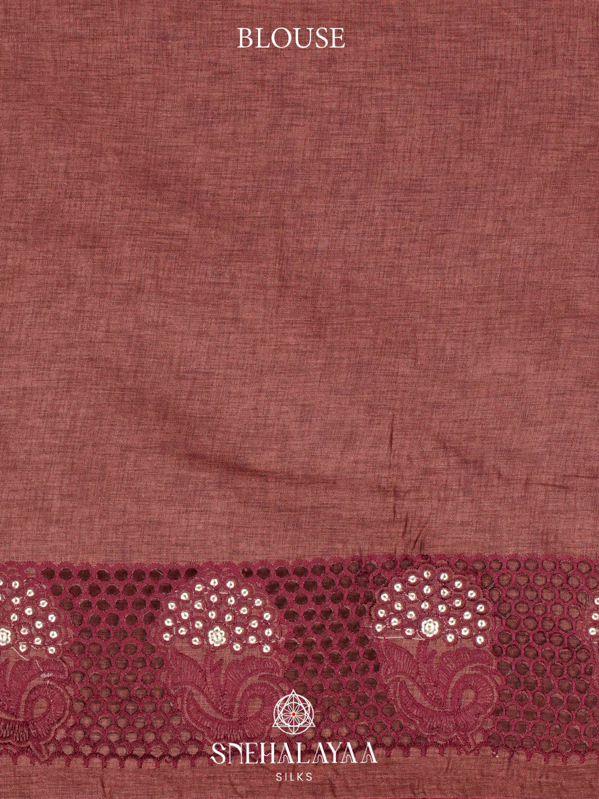 Brown Floral Embroidery Tussar Saree
