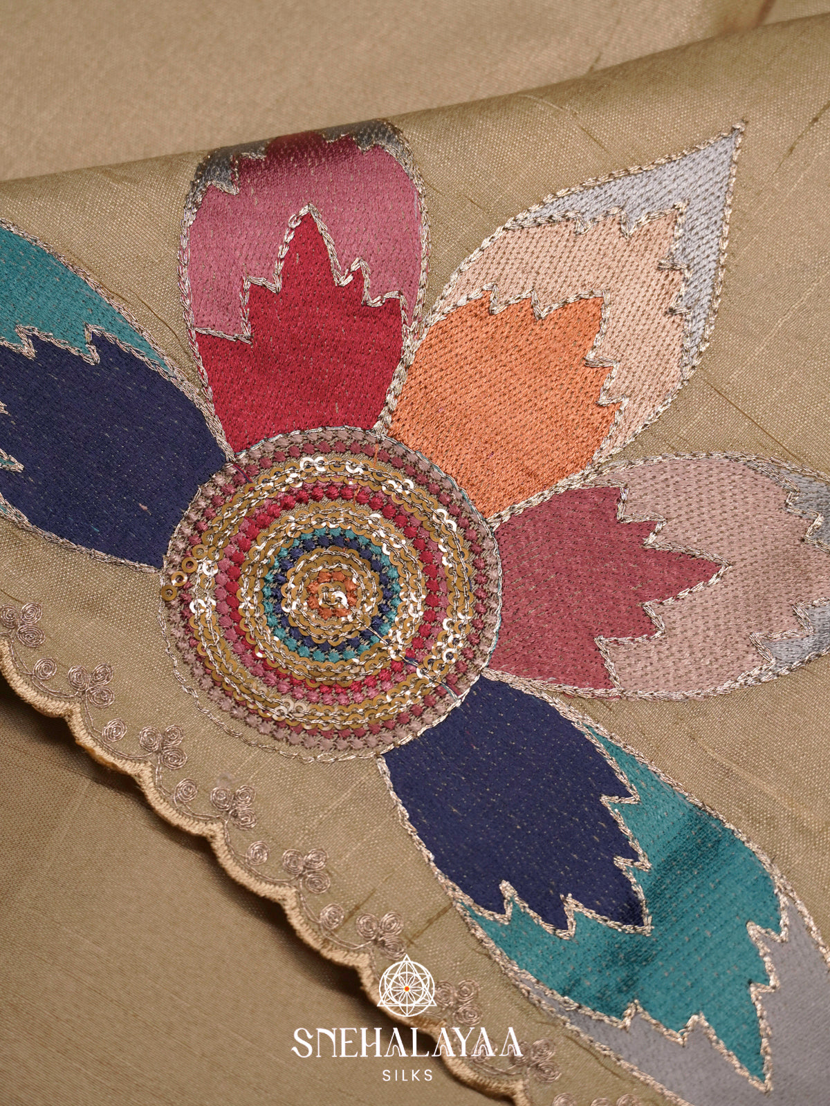 Beige Raw Silk Saree