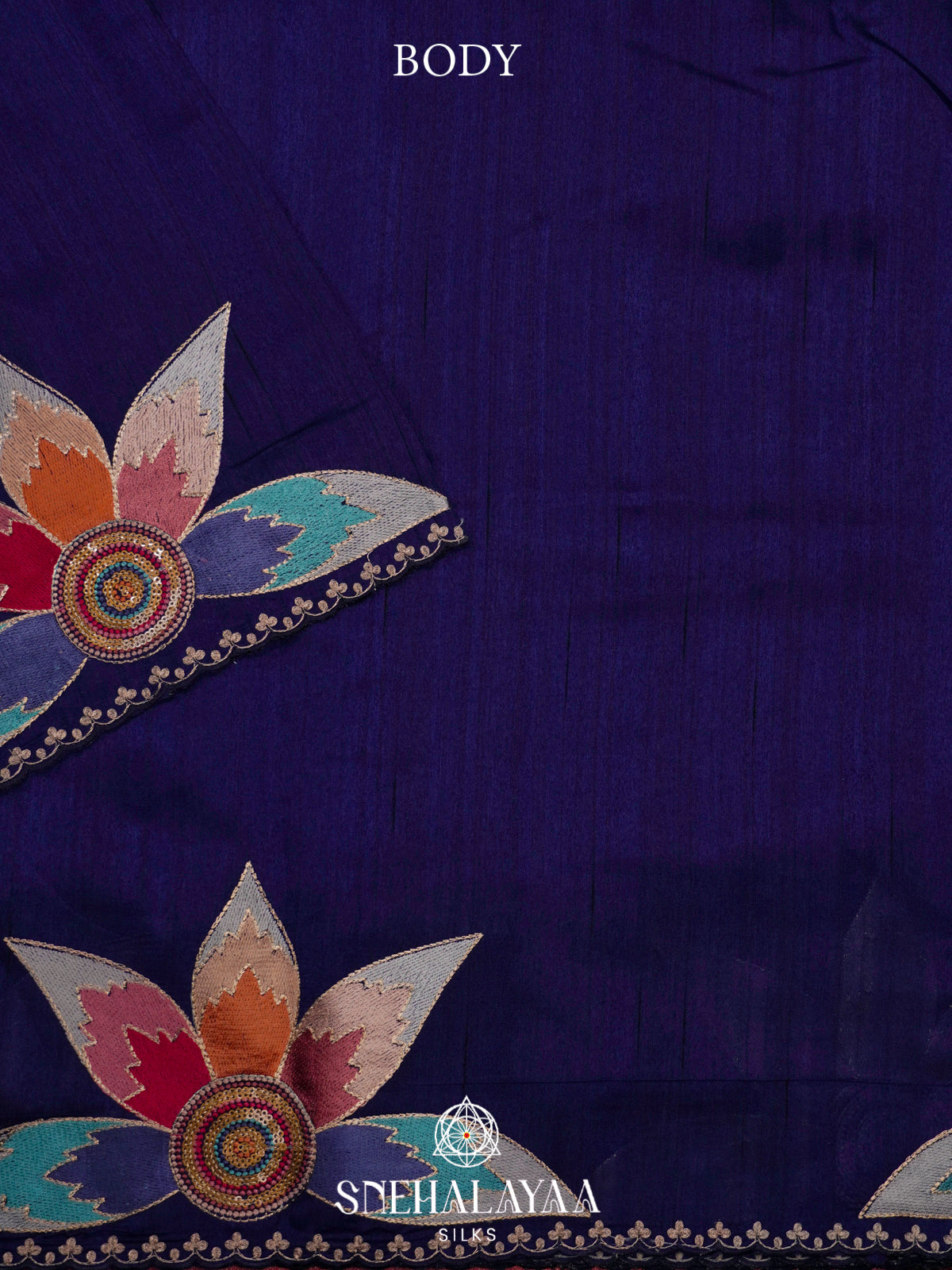 Navy Blue Raw Silk Saree