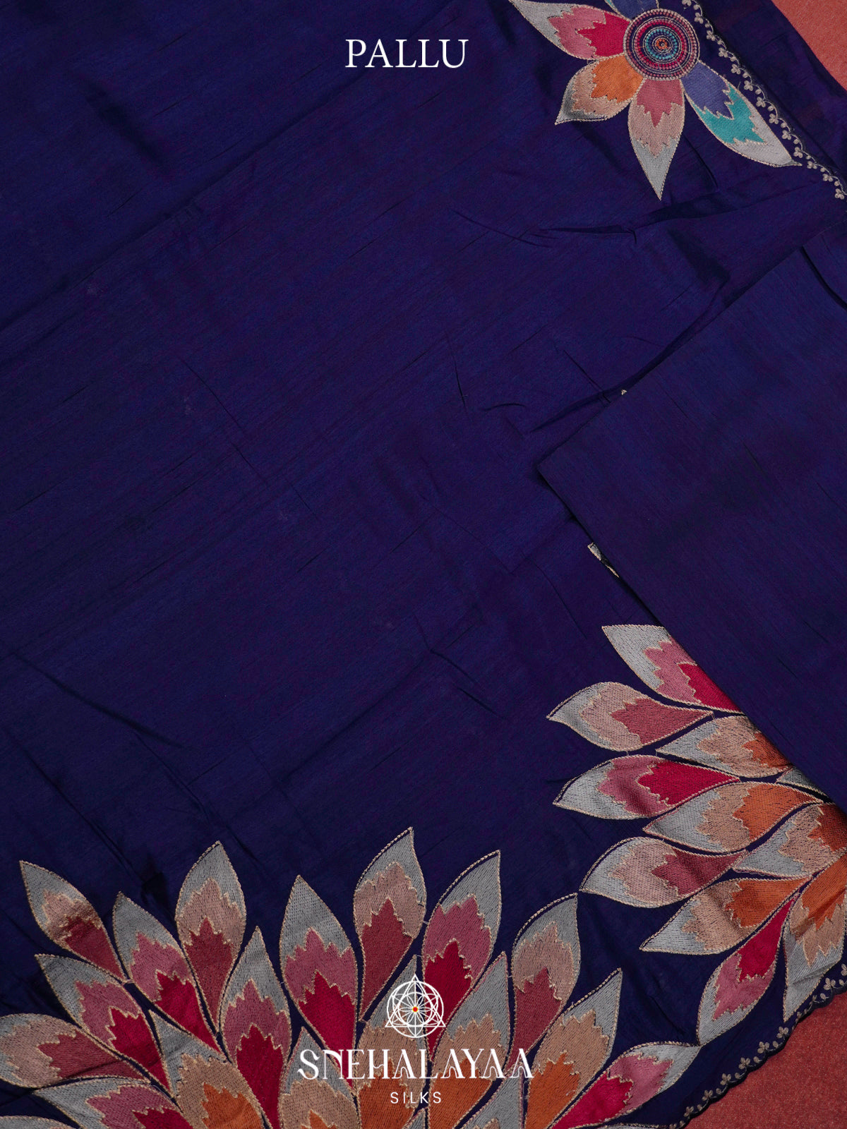 Navy Blue Raw Silk Saree