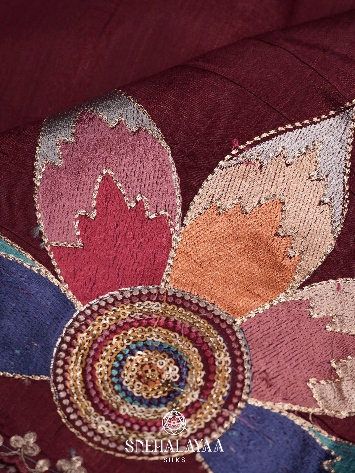 Burgundy Raw Silk Saree