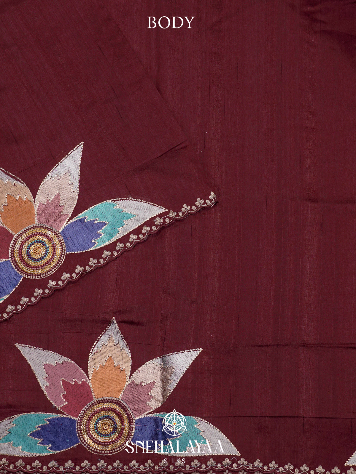 Burgundy Raw Silk Saree