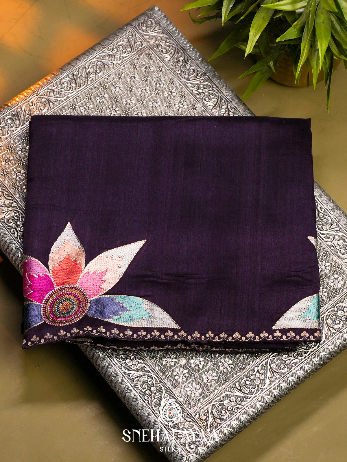Purple Raw Silk Saree