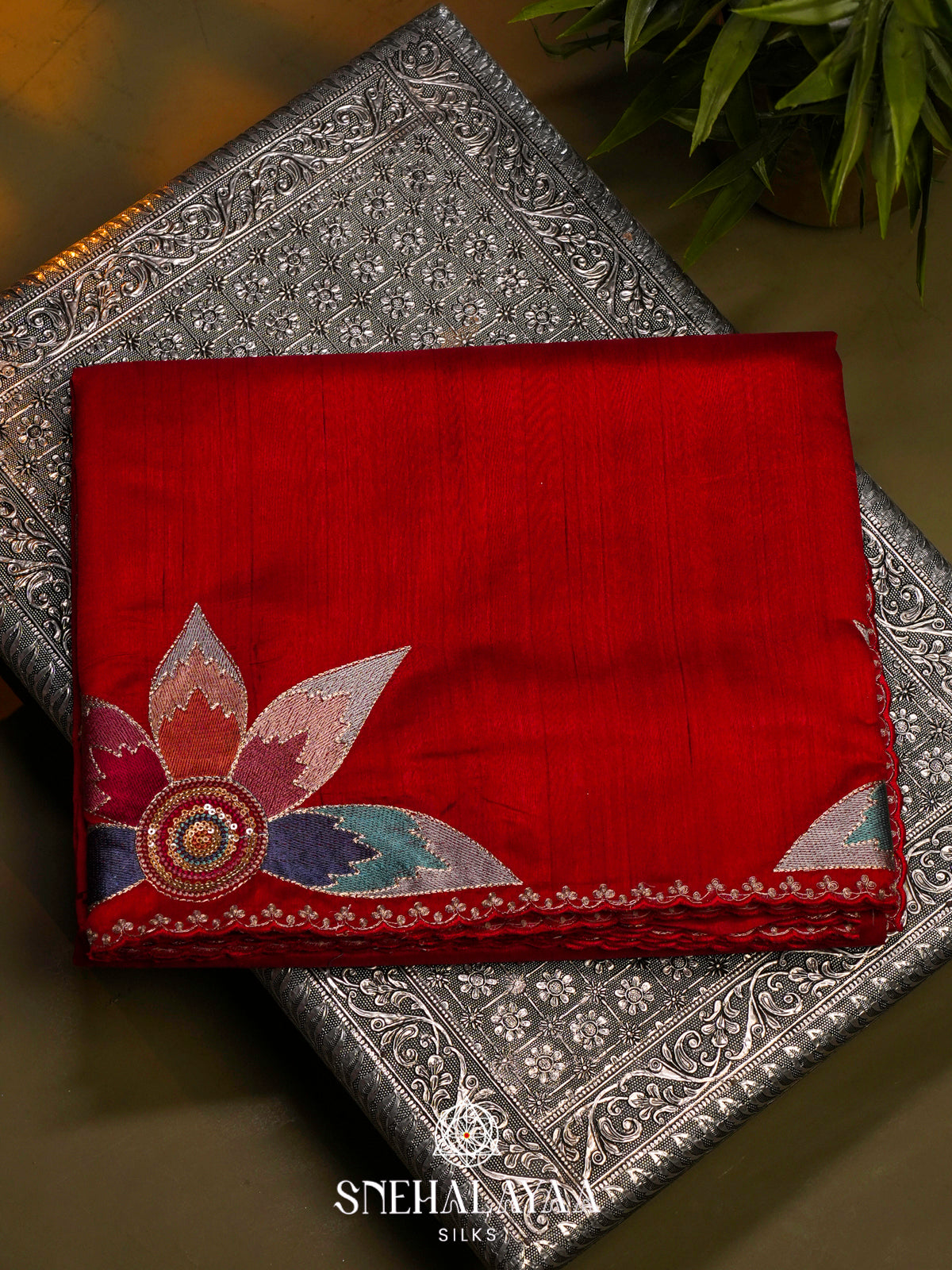 Red Raw Silk Saree