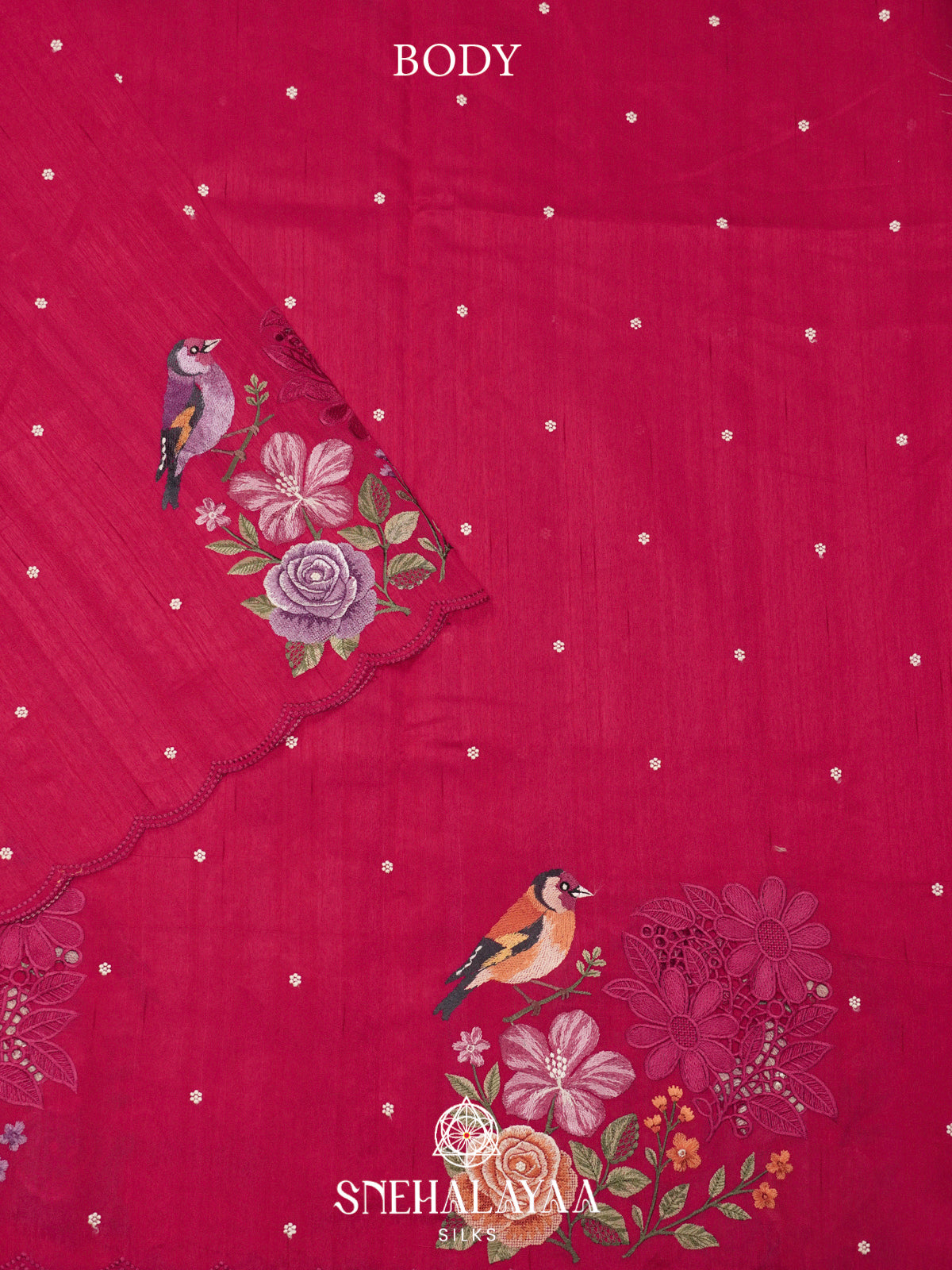 Pink Raw Silk Embroidery Saree
