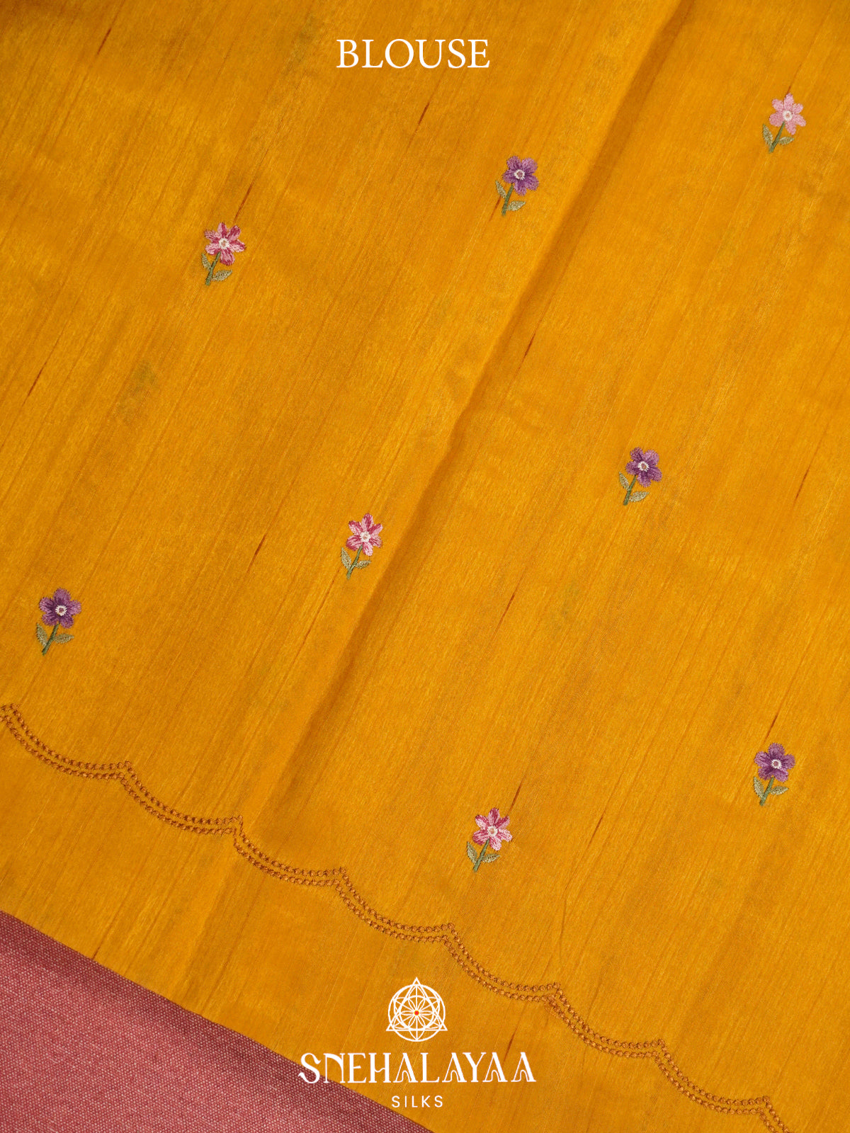 Mustard Yellow Raw Silk Embroidery Saree