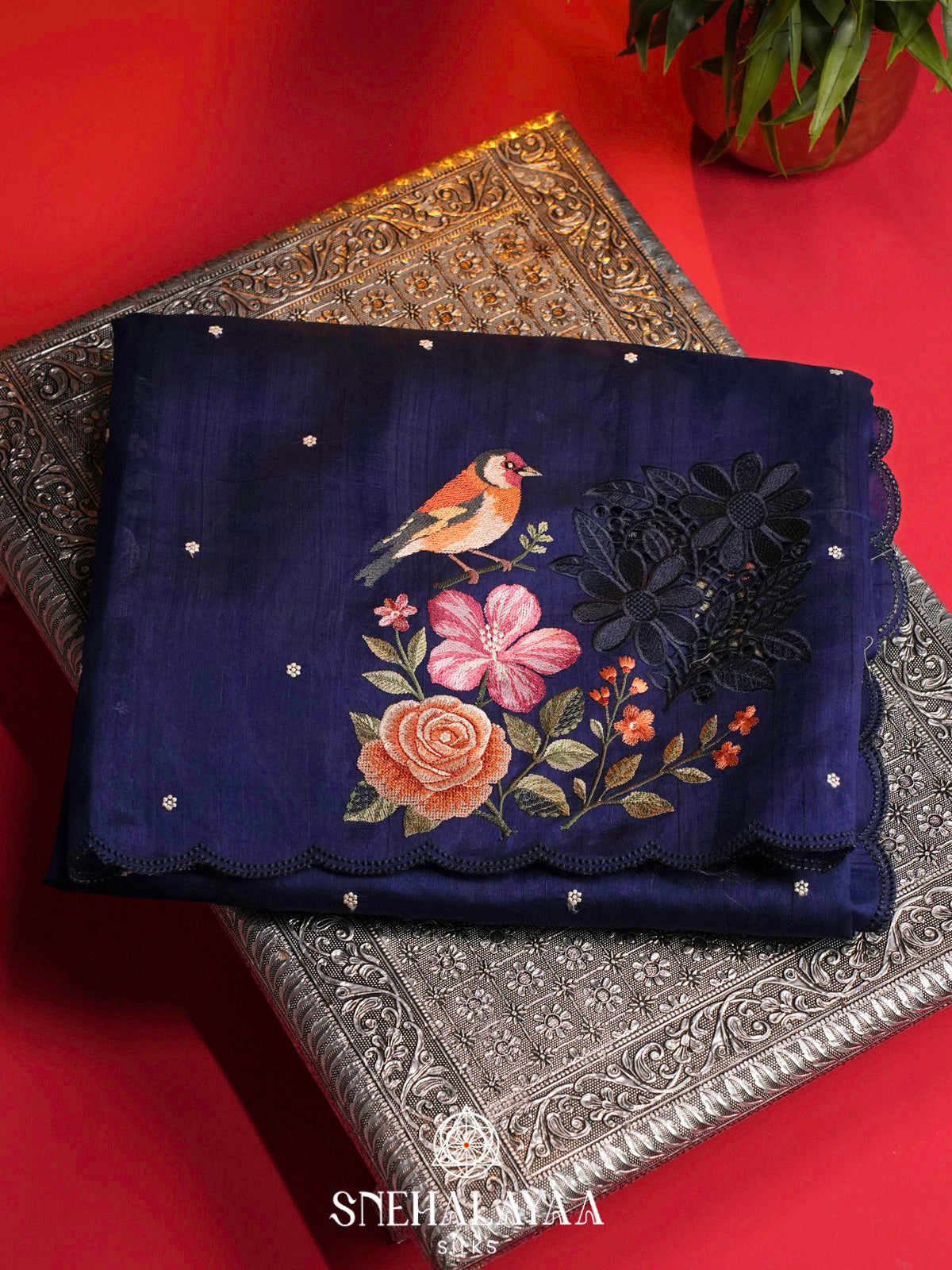 Blue Raw Silk Saree