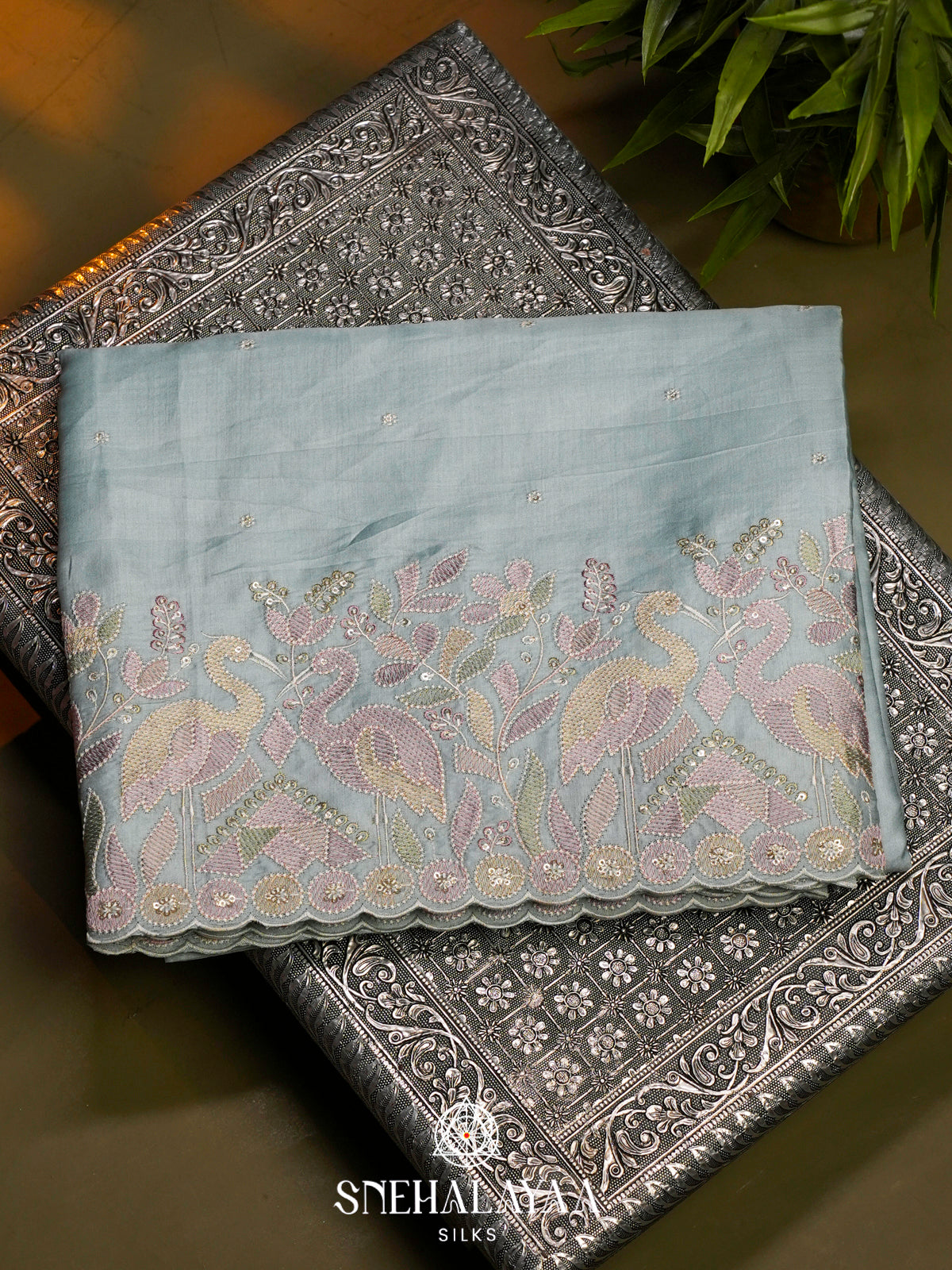 Blue Raw Silk Saree