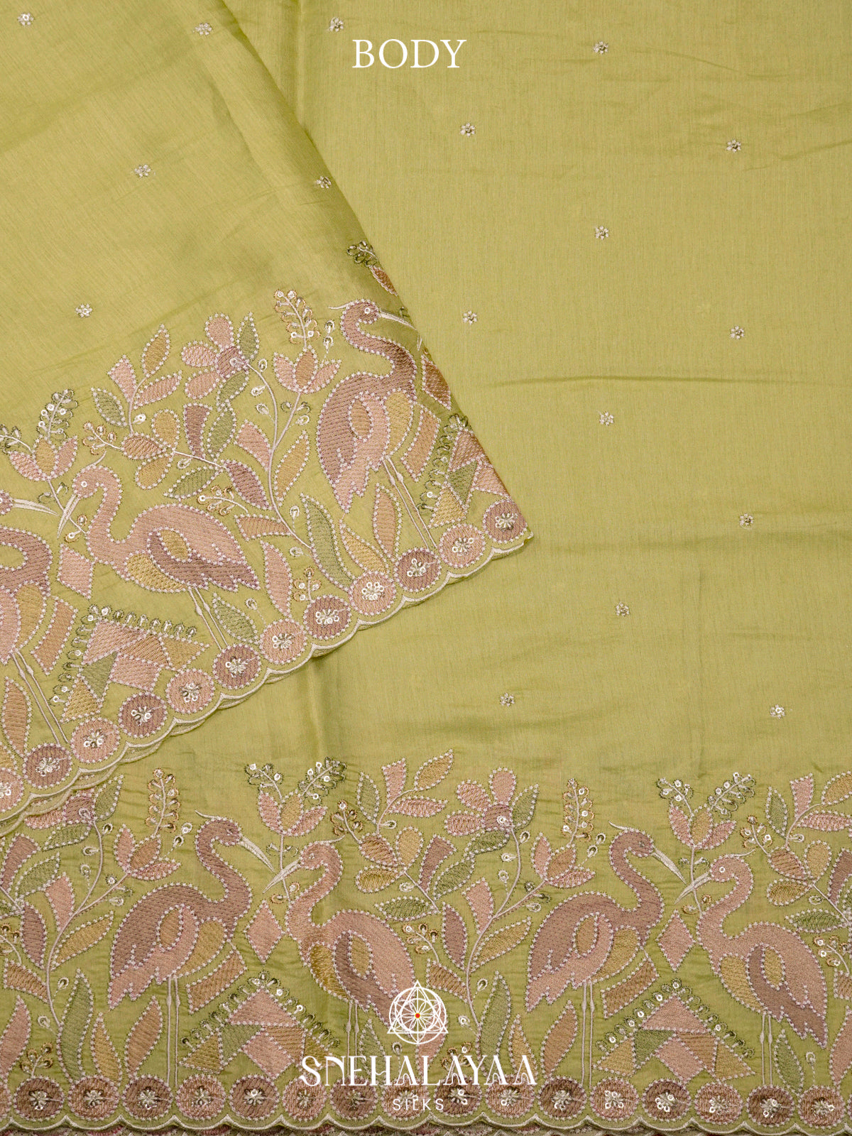 Lime Raw Silk Saree