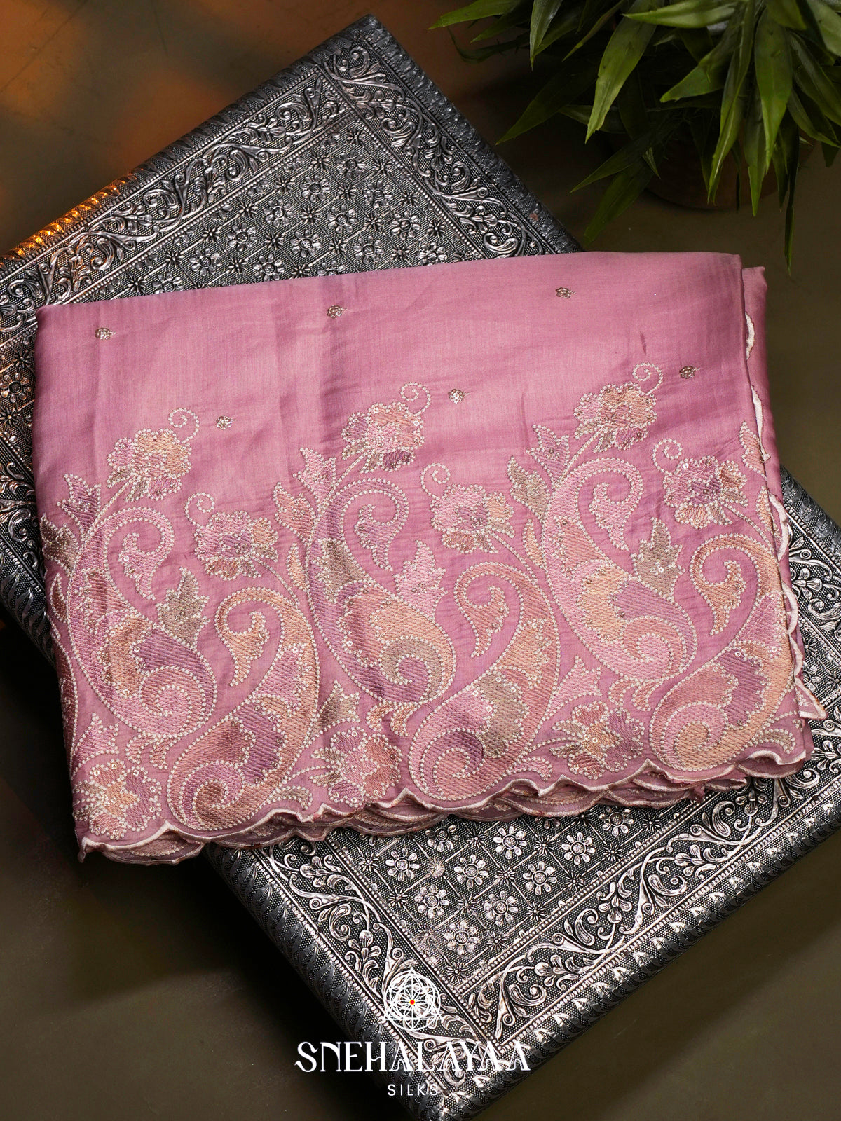 Pink Raw Silk Saree