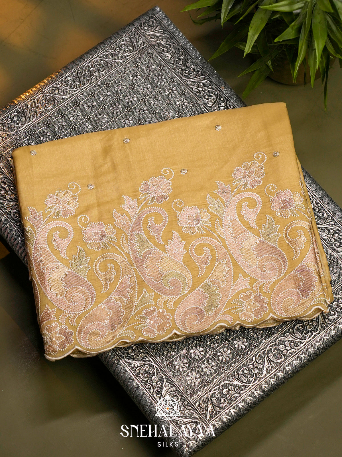 Yellow Raw Silk Saree