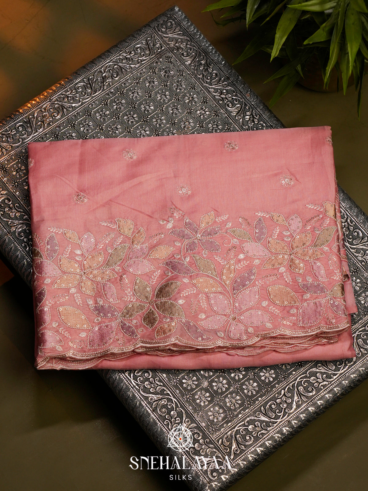 Pink Raw Silk Saree