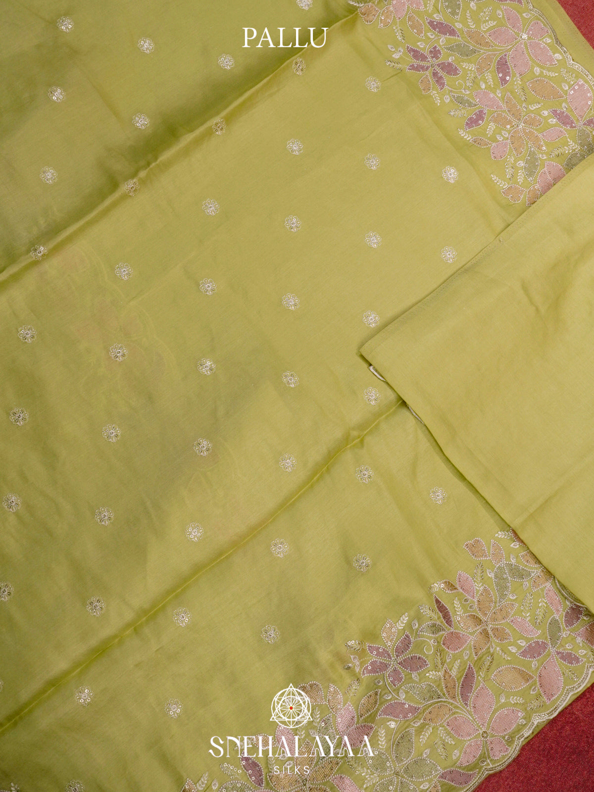Lime Green Raw Silk Saree