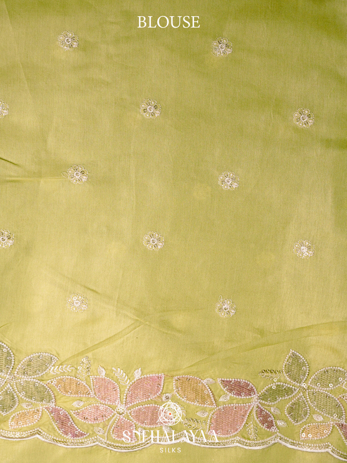 Lime Green Raw Silk Saree