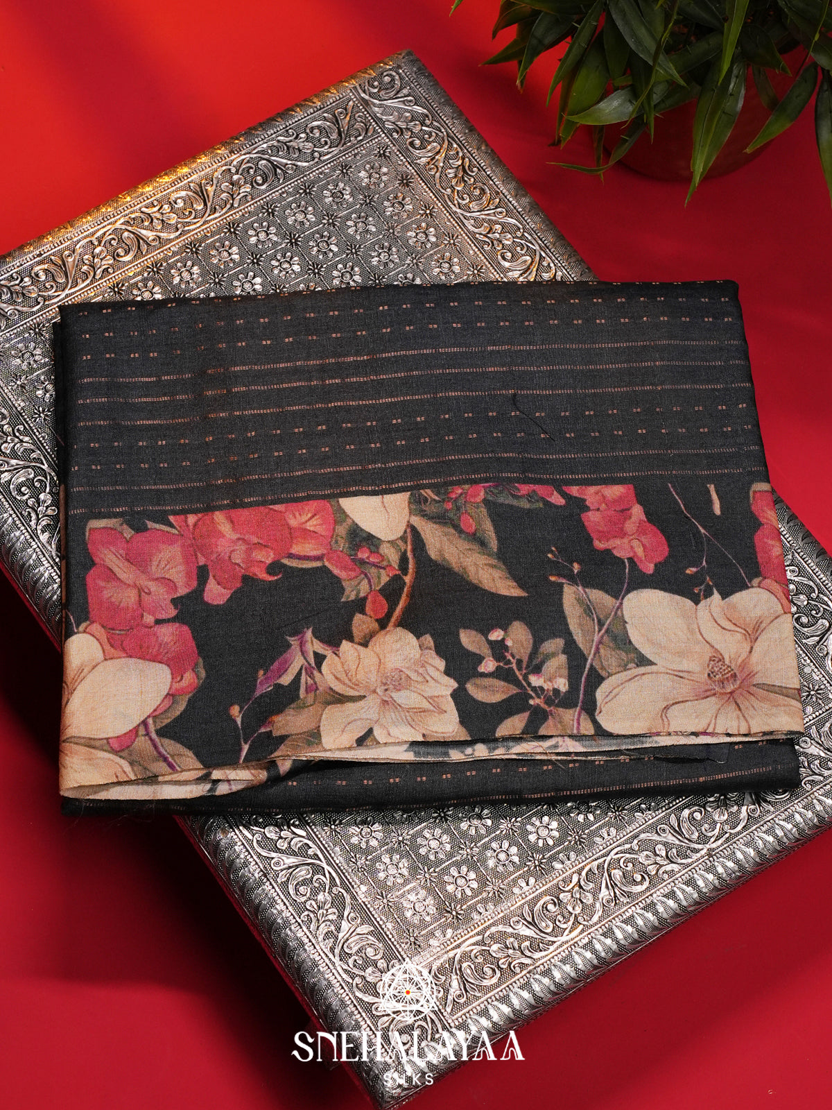 Charcol Black Tussar Saree