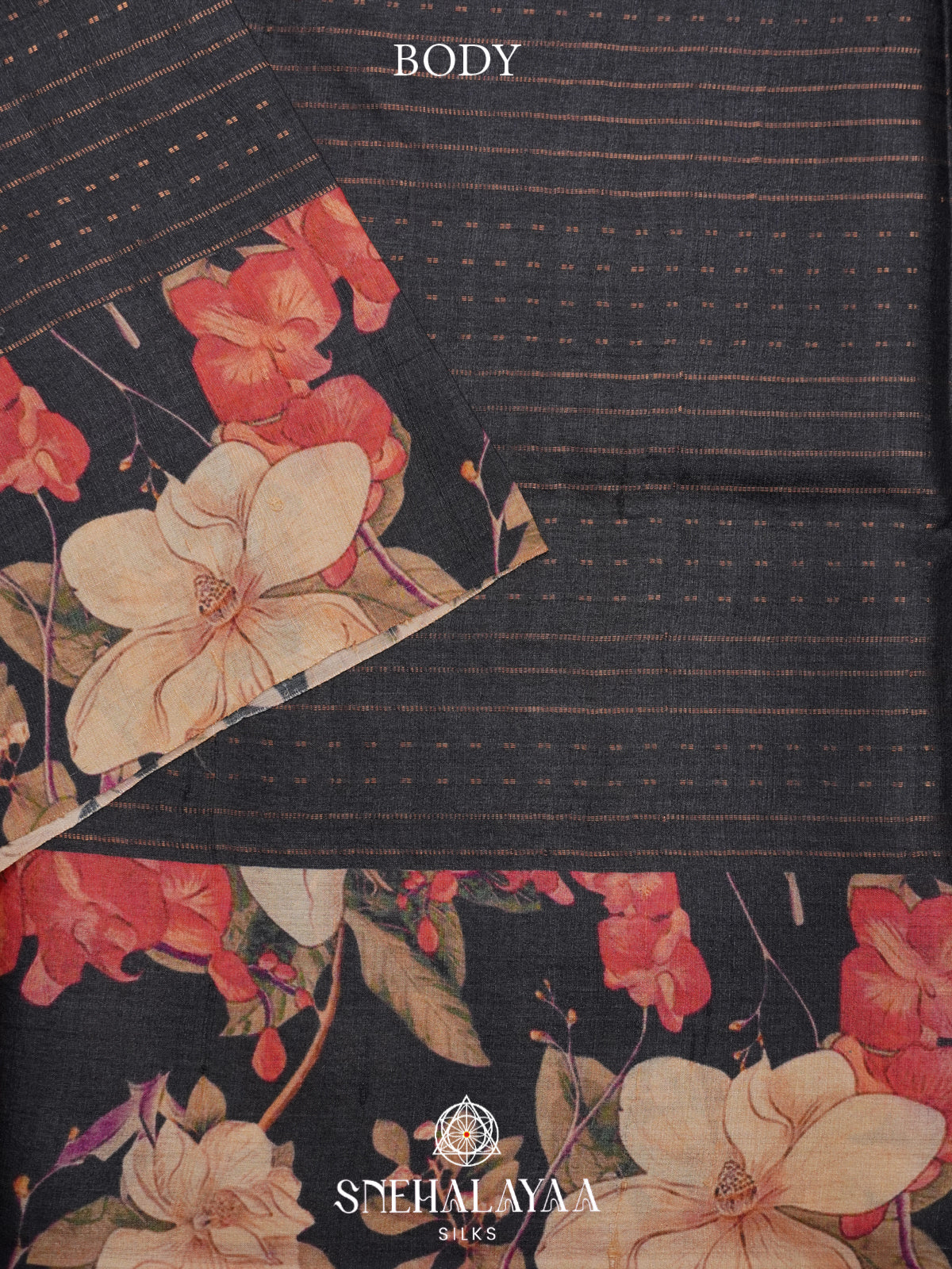 Charcol Black Tussar Saree