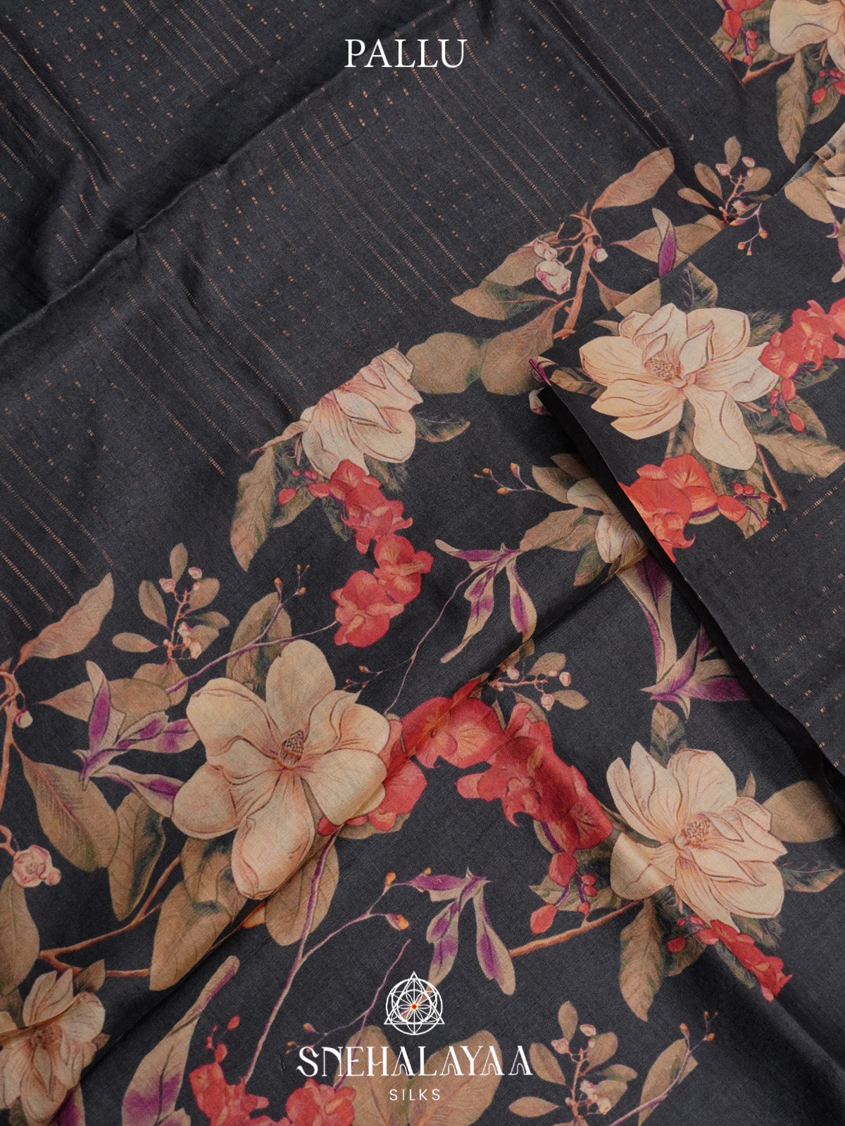 Charcol Black Tussar Saree