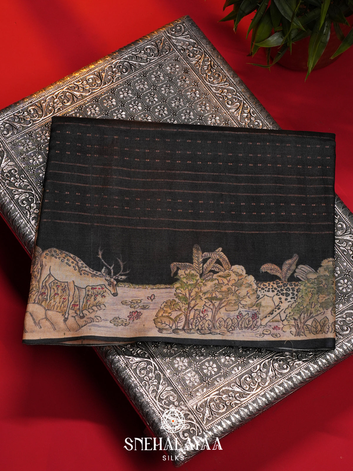Charcol Black Tussar Saree