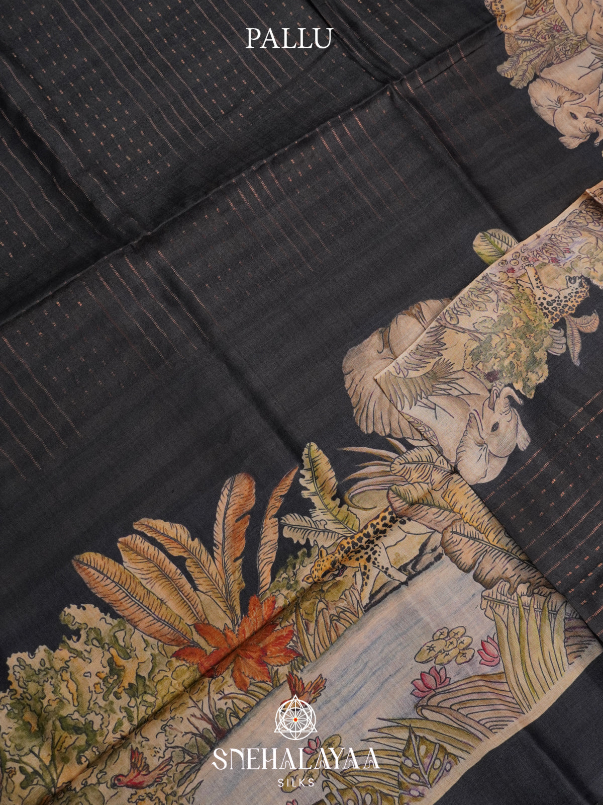 Charcol Black Tussar Saree