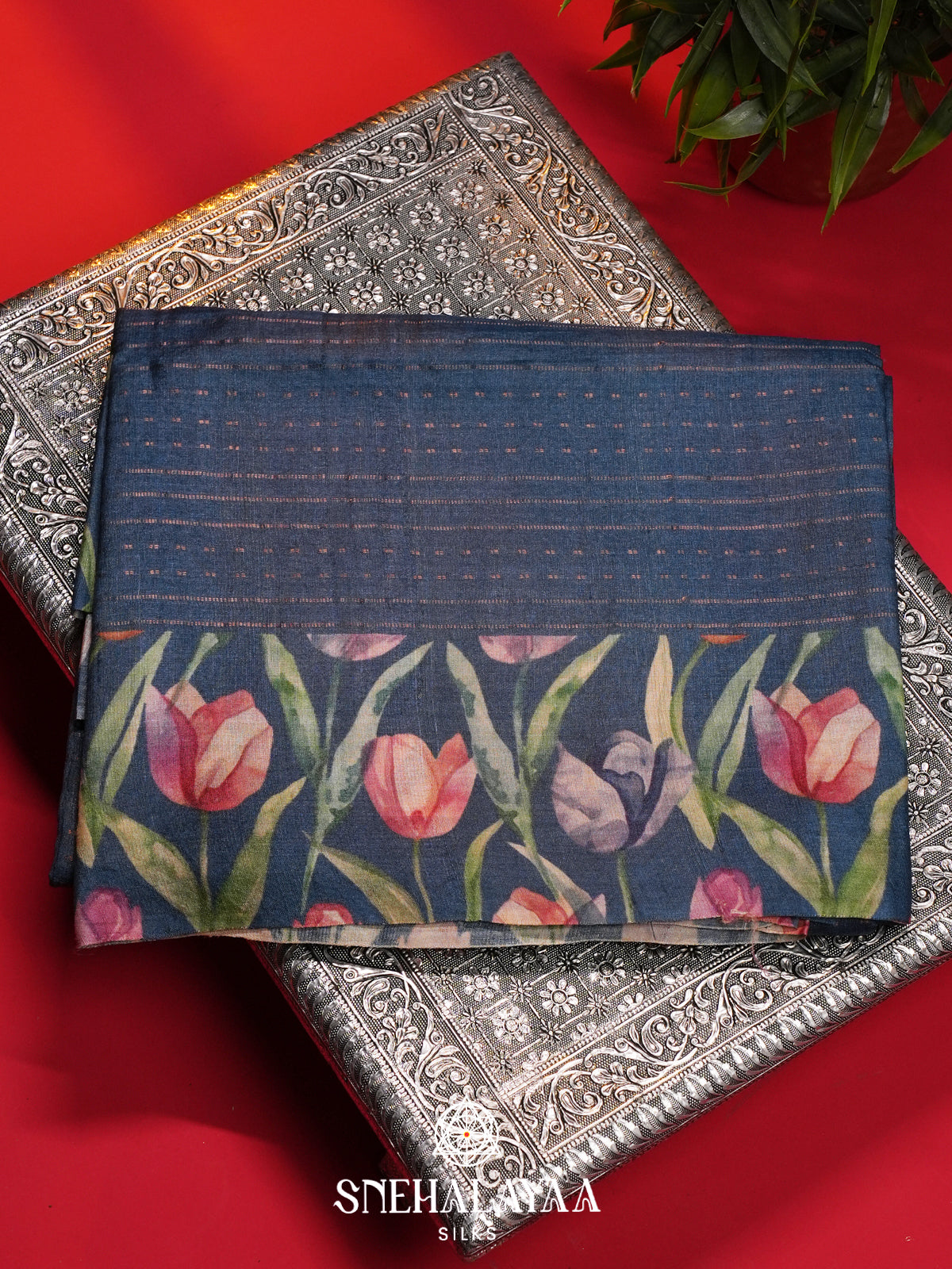 Blue Tussar Saree