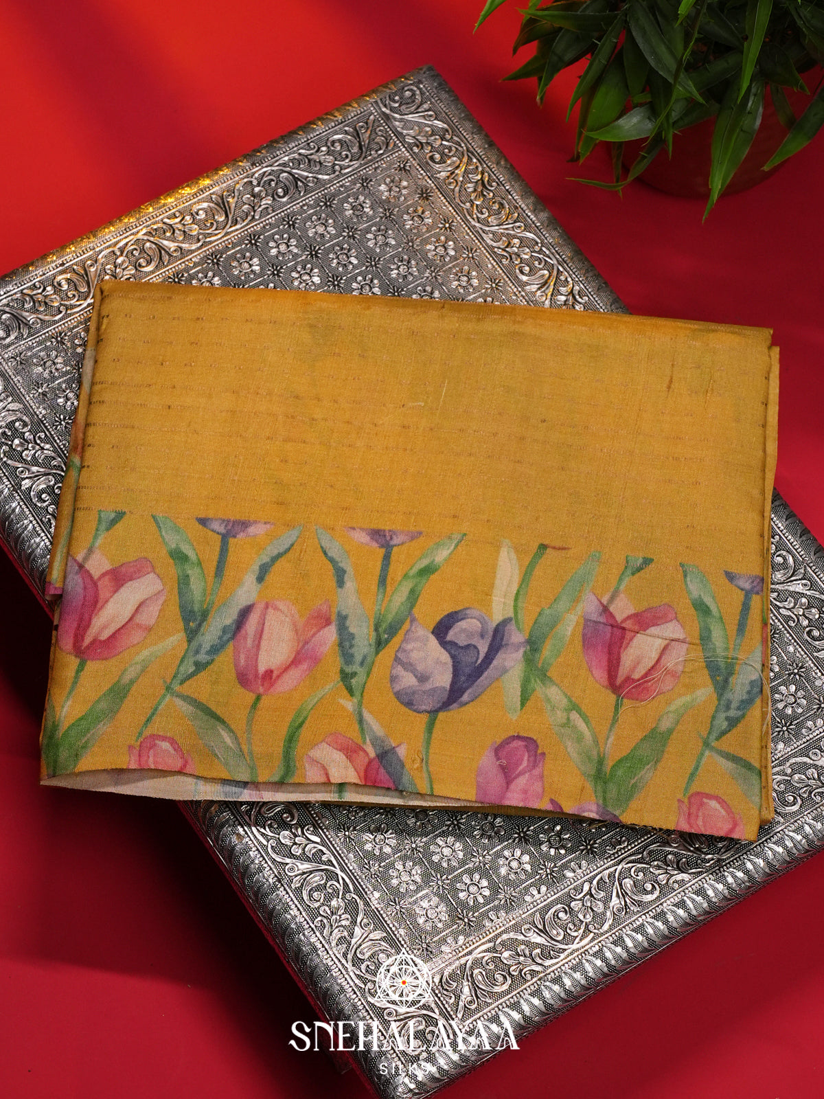 Yellow Tussar Saree