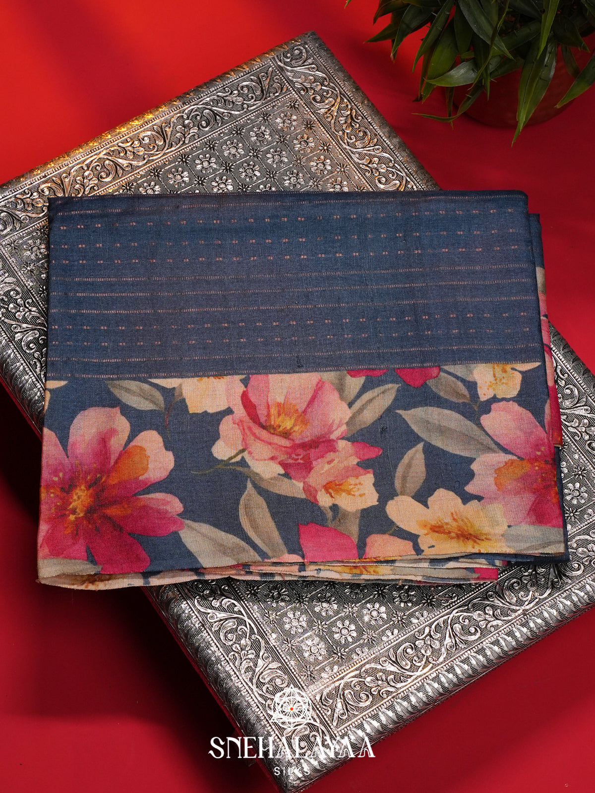 Blue Tussar Saree