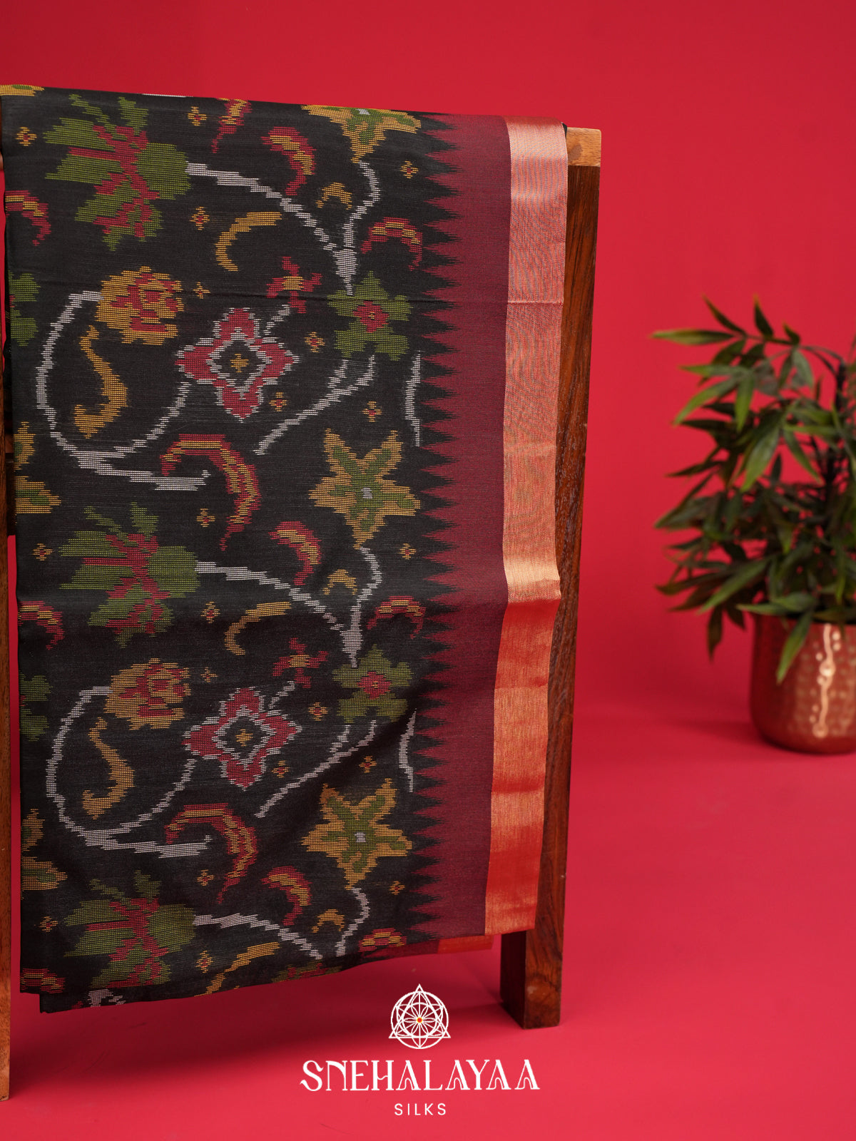 Black Raw Silk Saree