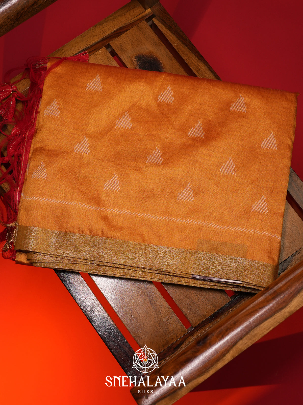 Orange Tussar saree