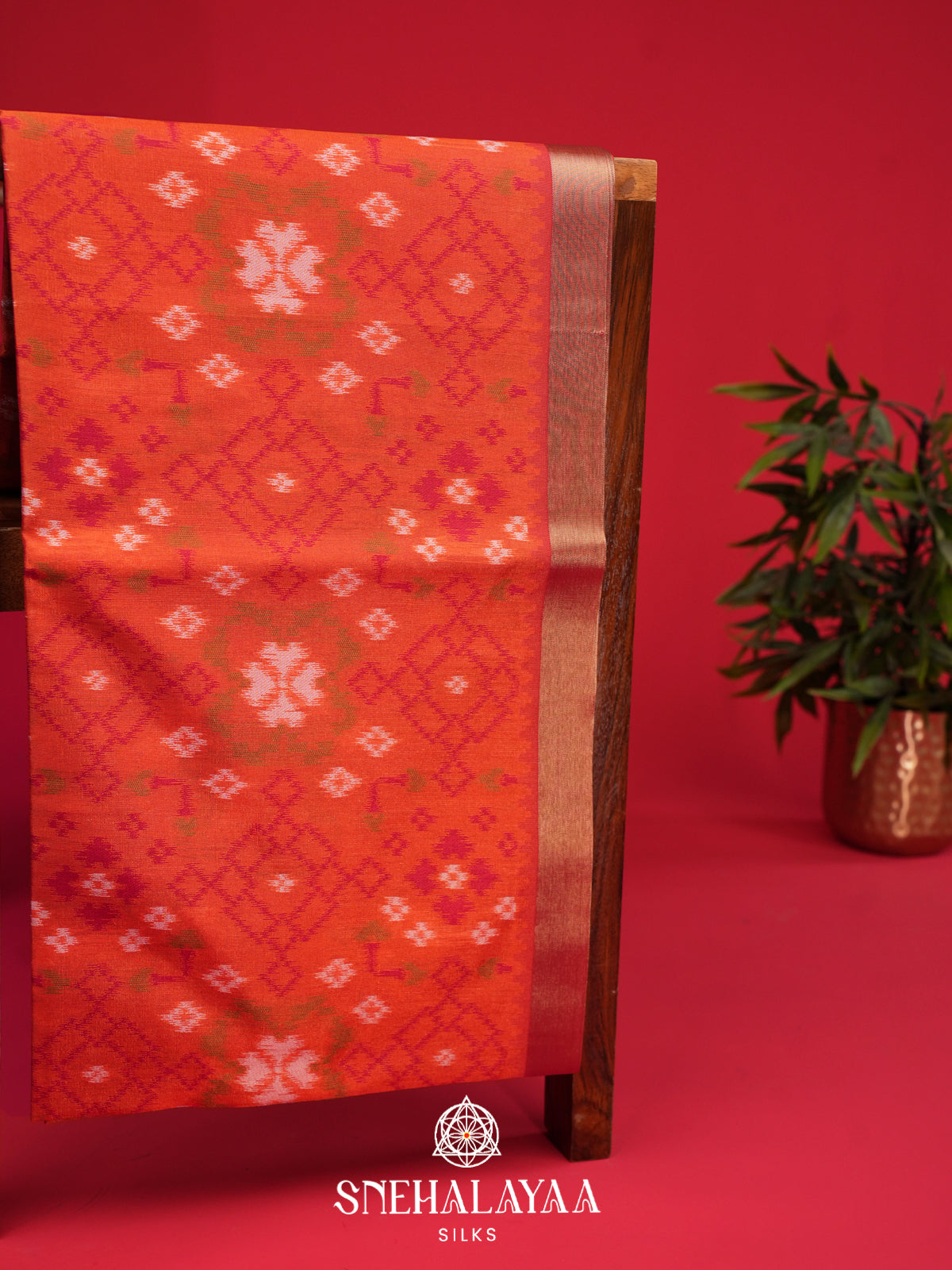 Orange Raw Silk Saree