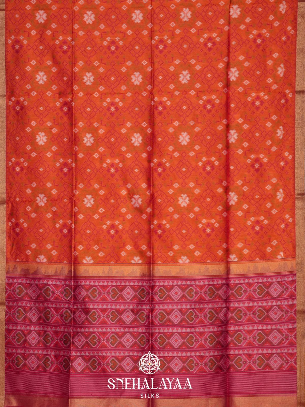 Orange Raw Silk Saree
