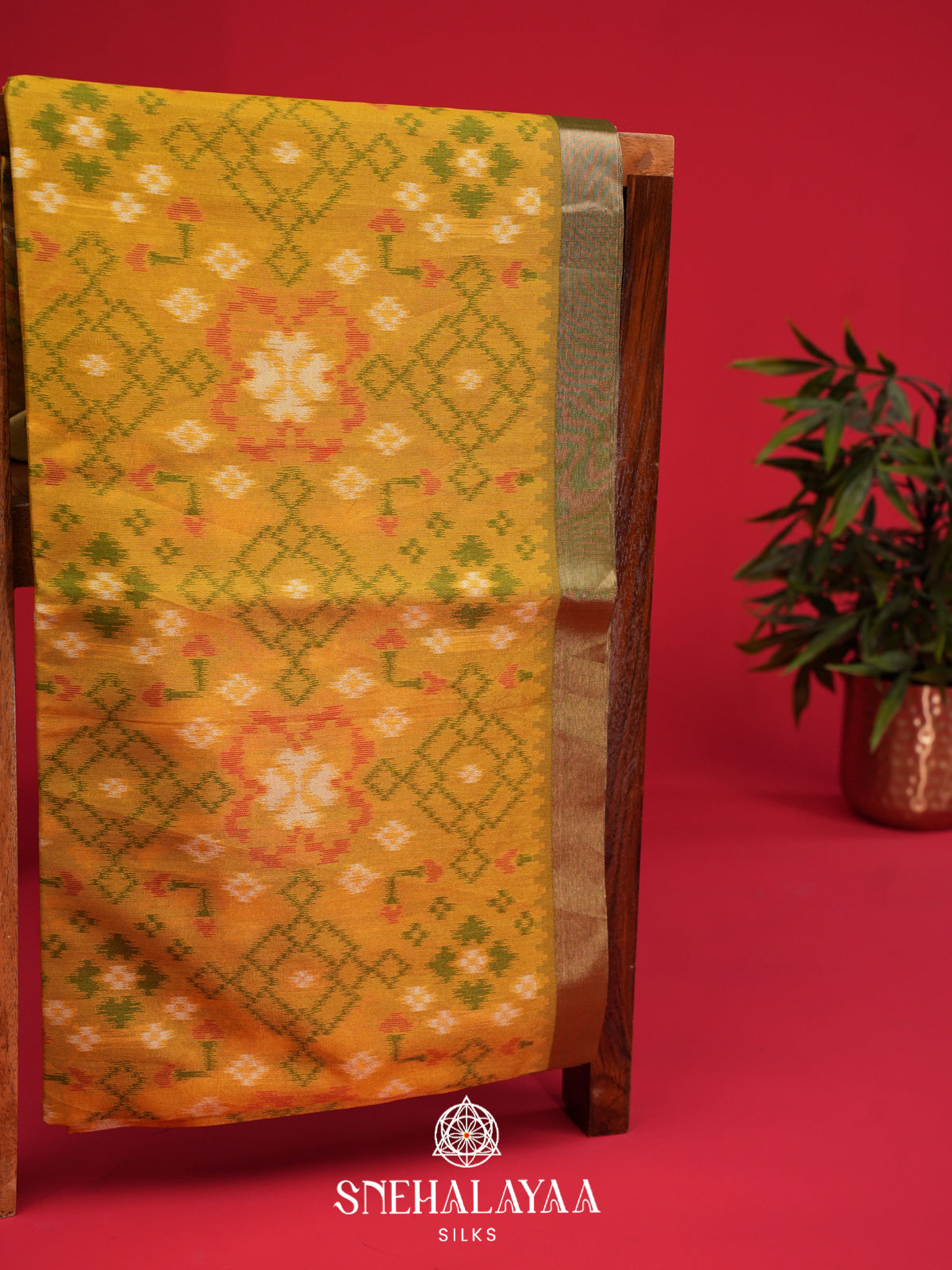 Mustard Yellow Raw Silk Saree