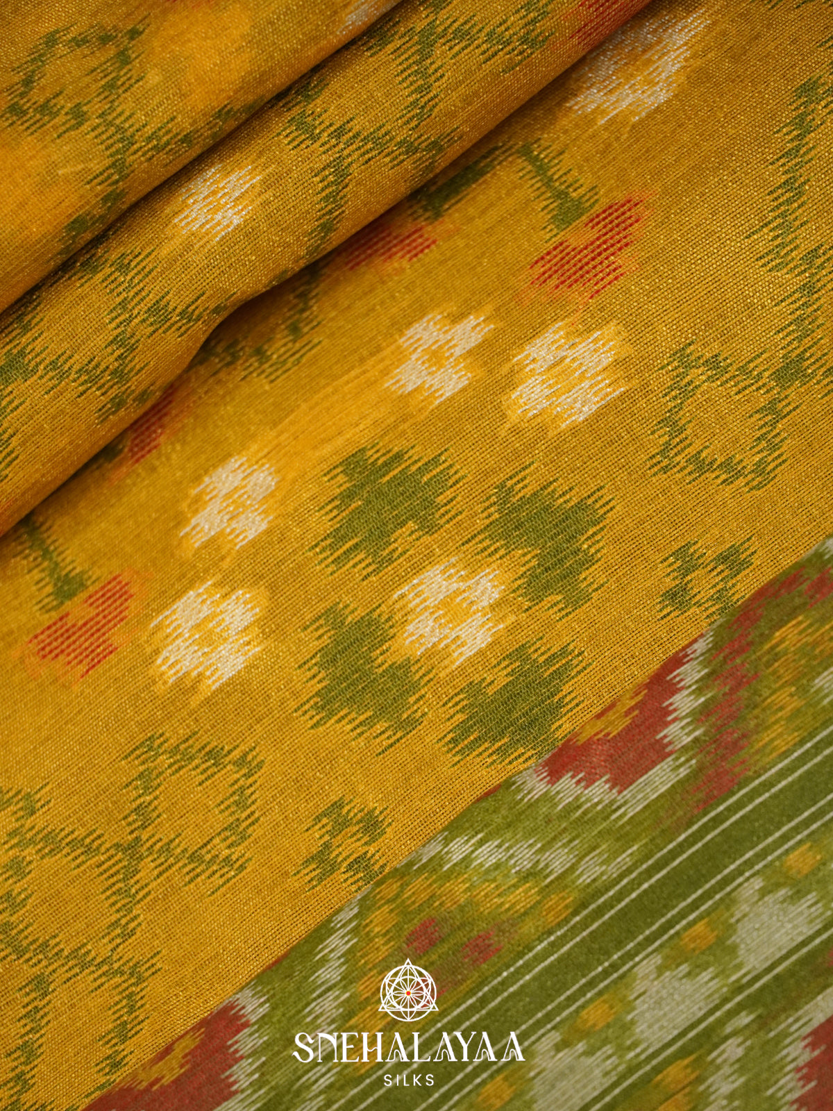 Mustard Yellow Raw Silk Saree