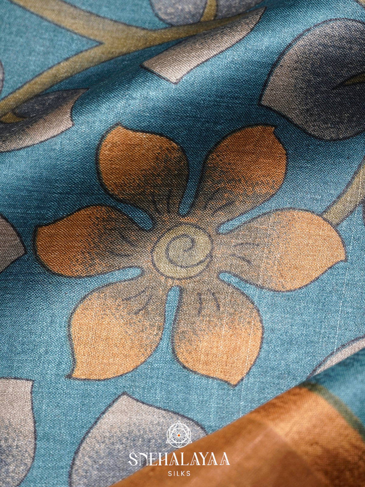 Blue  Tussar Saree