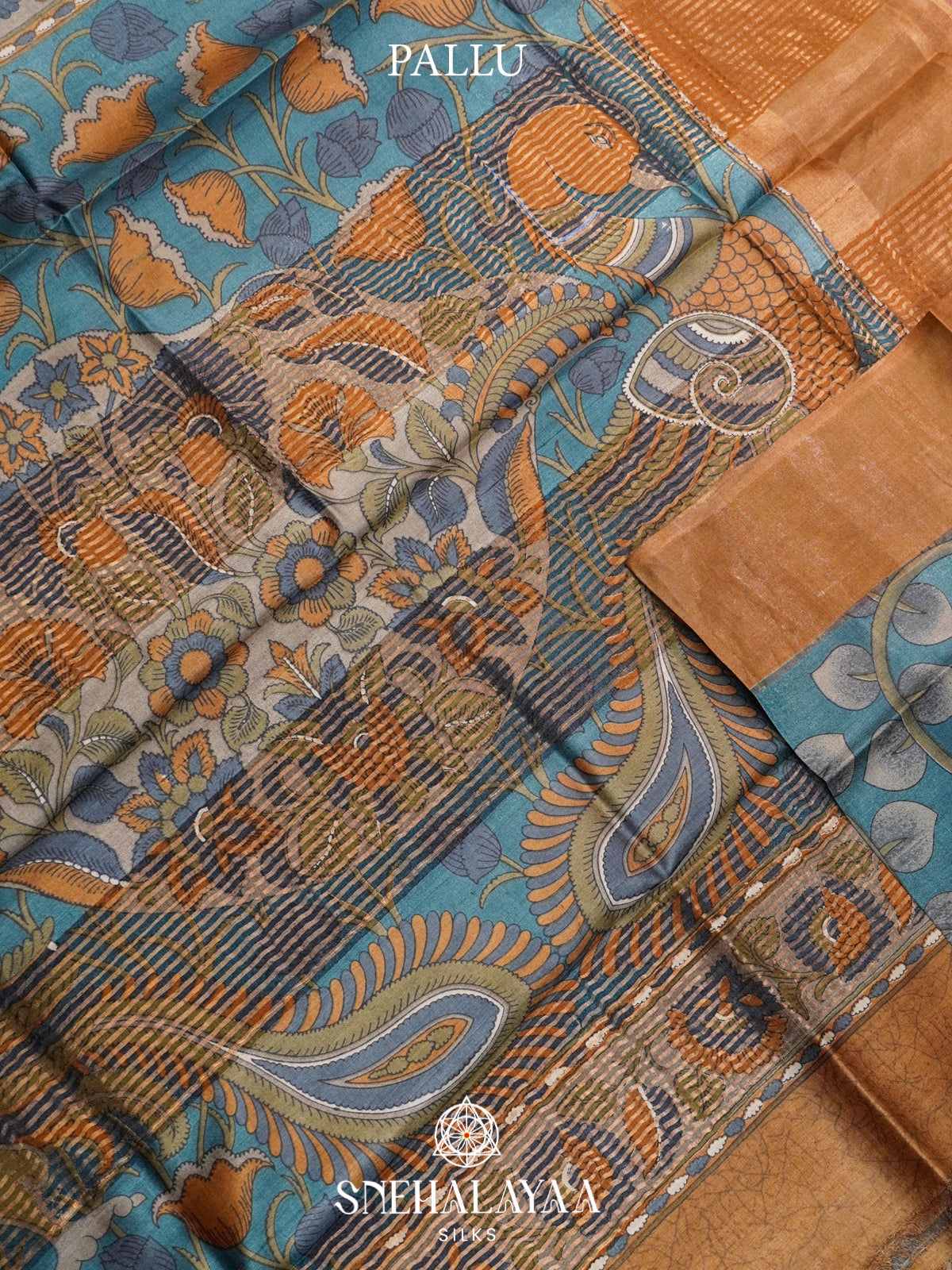 Blue  Tussar Saree