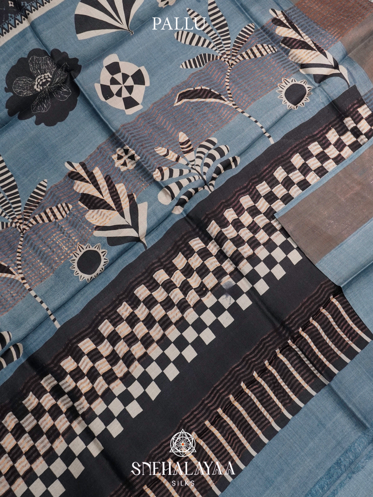 Blue  Tussar Saree