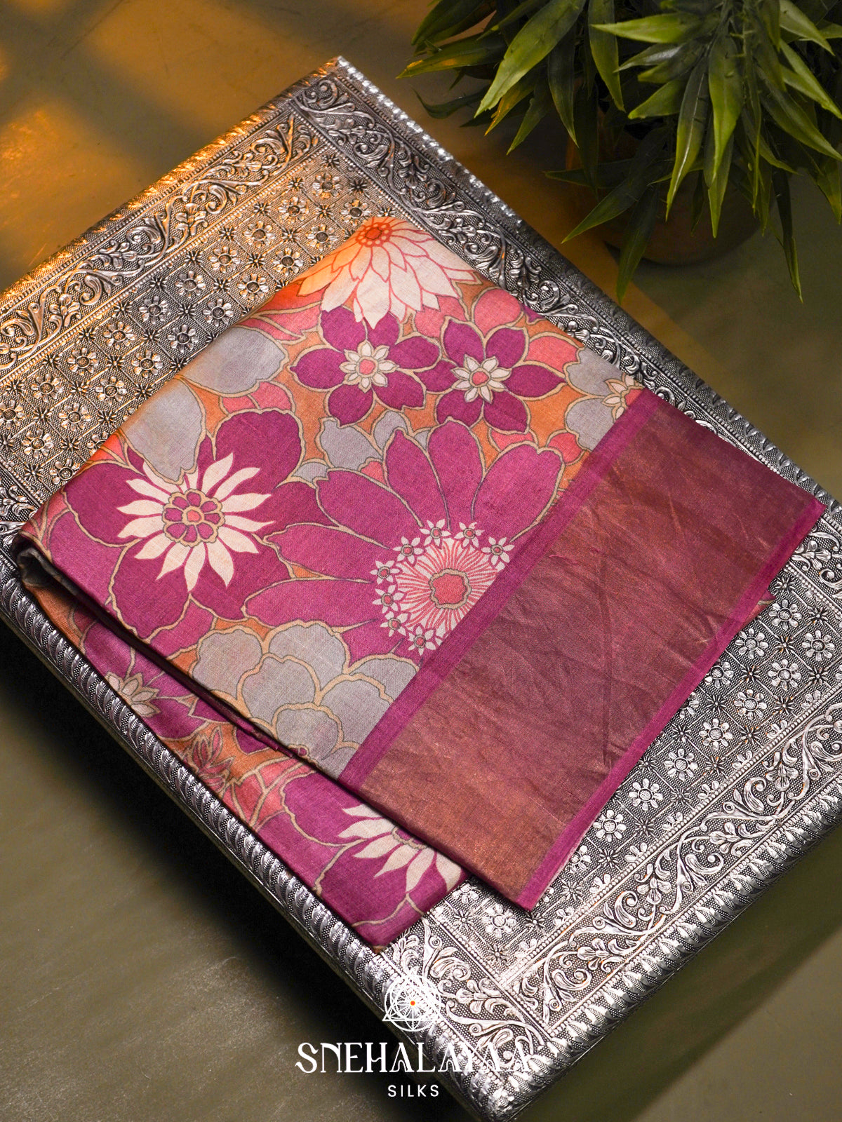 Magenta  Tussar Saree