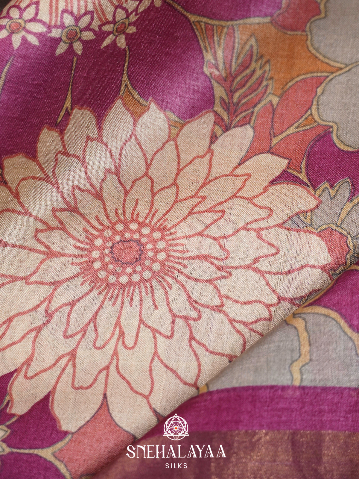 Magenta  Tussar Saree