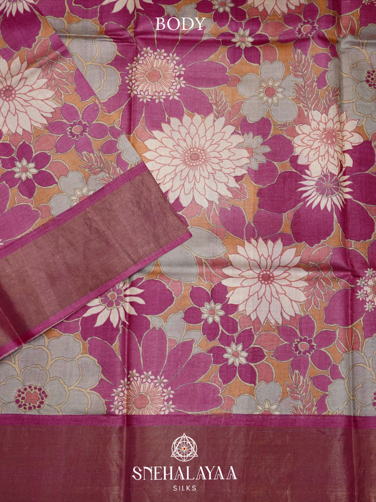 Magenta  Tussar Saree