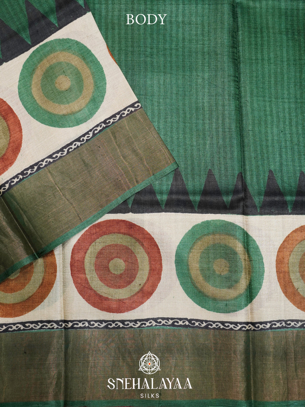 Forest Green  Tussar Saree