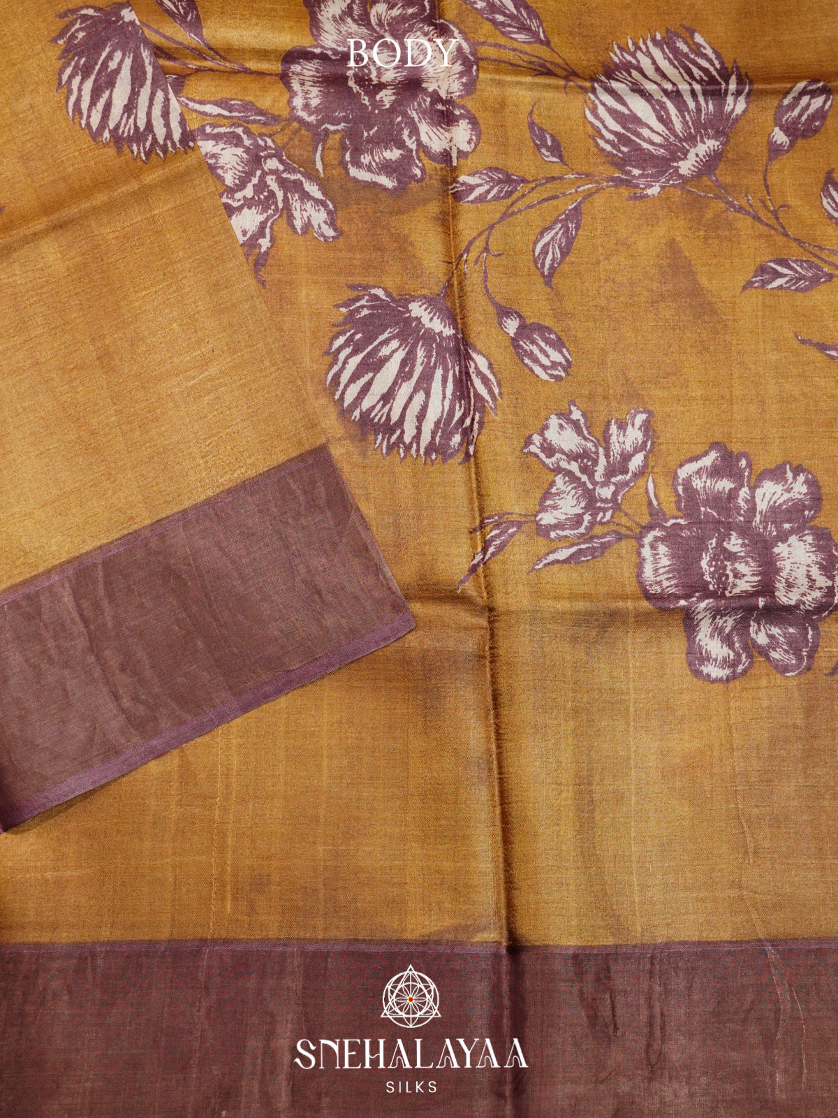 Mustard Yellow  Tussar Saree