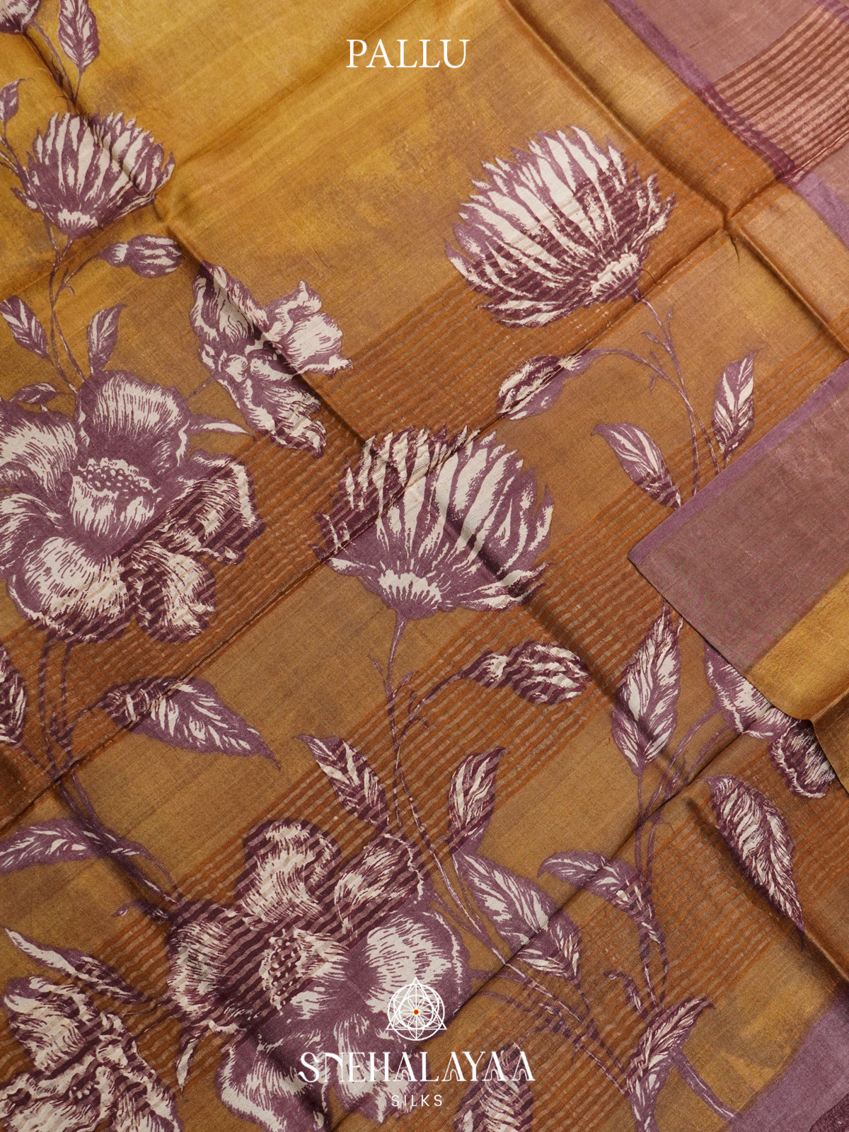 Mustard Yellow  Tussar Saree